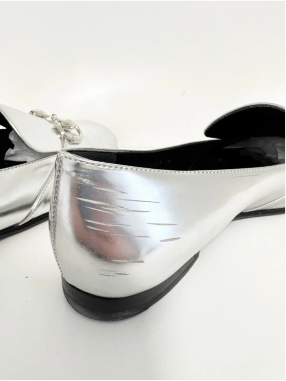 Gucci Silver Mirror Foil Leather Kira Horsebit Loafers Size 36